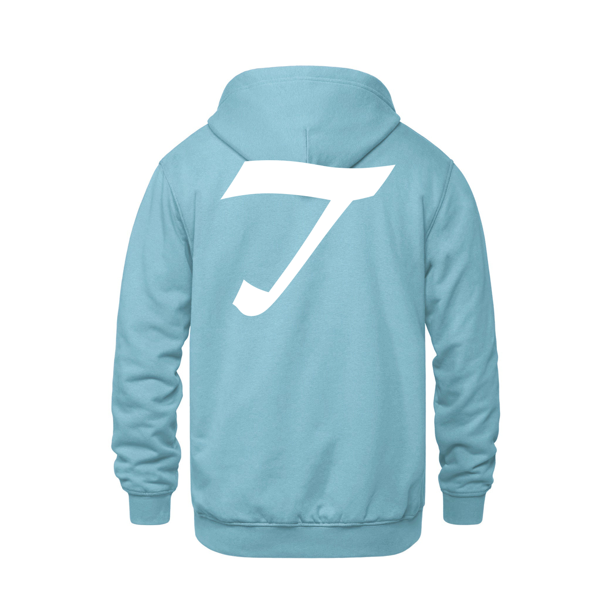 Alphabet T Hoodie 9 inch calligraphy White ink, Light Blue