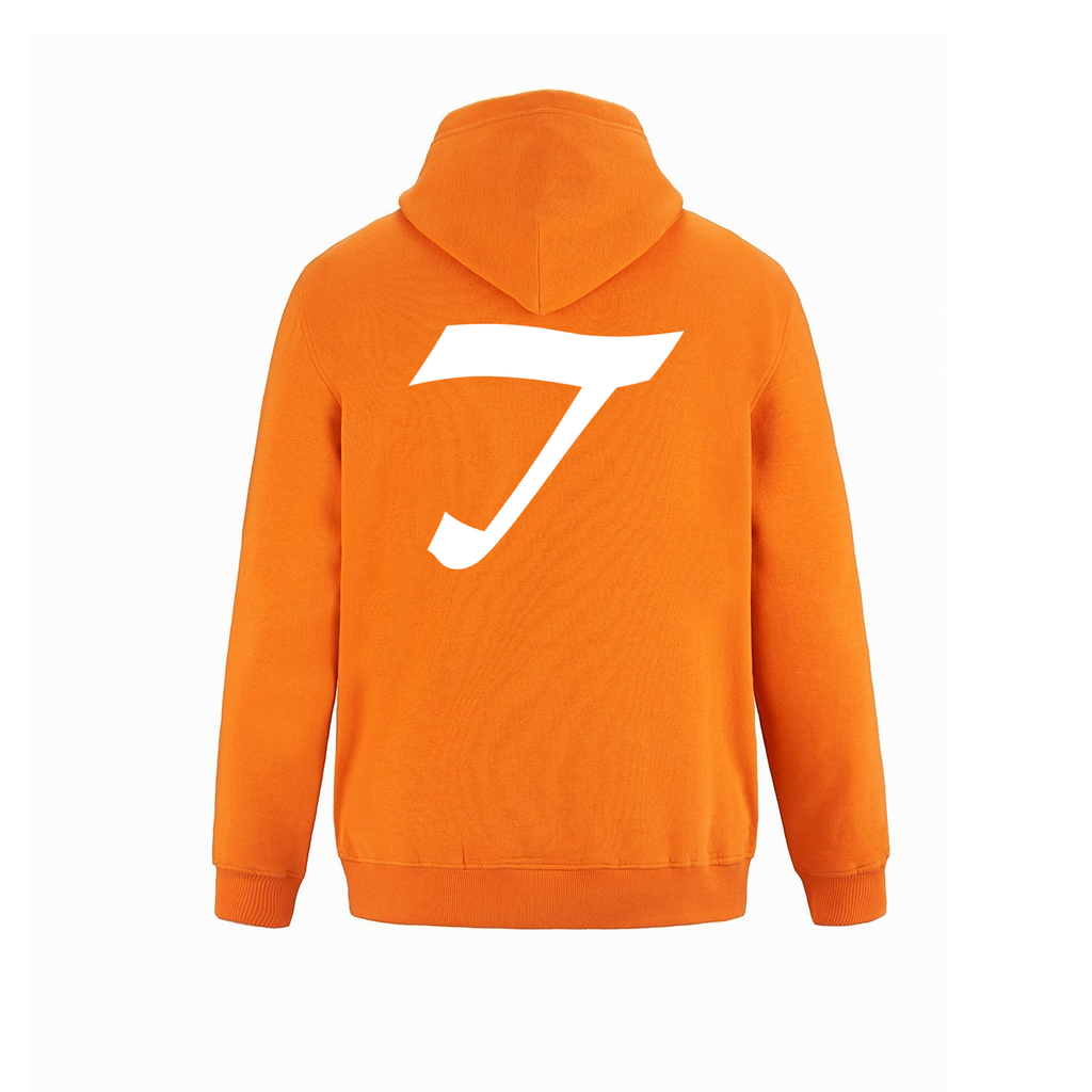 Alphabet T Hoodie 9 inch calligraphy White ink, Orange