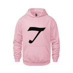 Alphabet T Hoodie 9 inch calligraphy Black ink, Pink