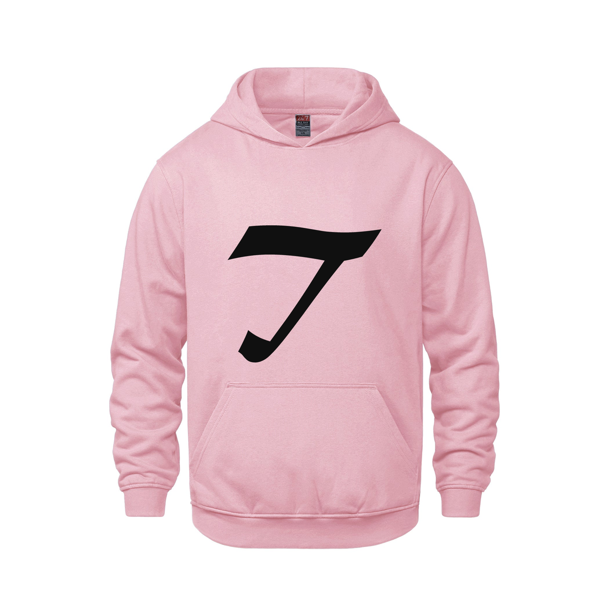 Alphabet T Hoodie 9 inch calligraphy Black ink, Pink