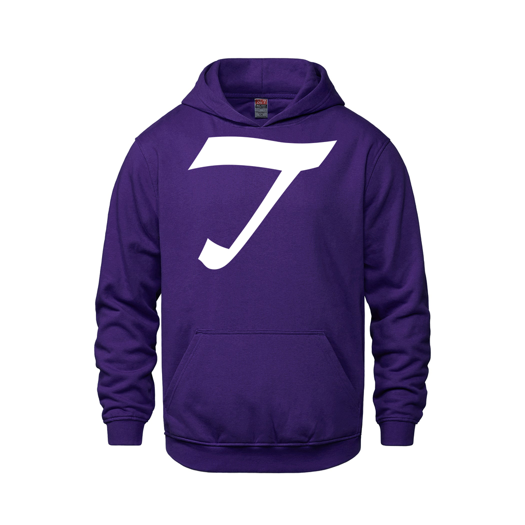 Alphabet T Hoodie 9 inch calligraphy White ink, Purple
