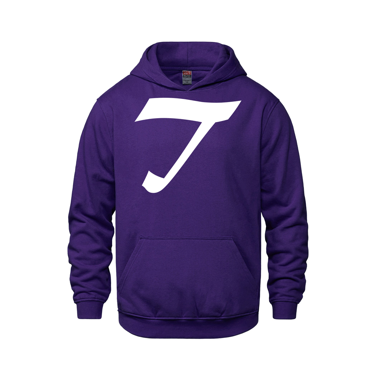 Alphabet T Hoodie 9 inch calligraphy White ink, Purple