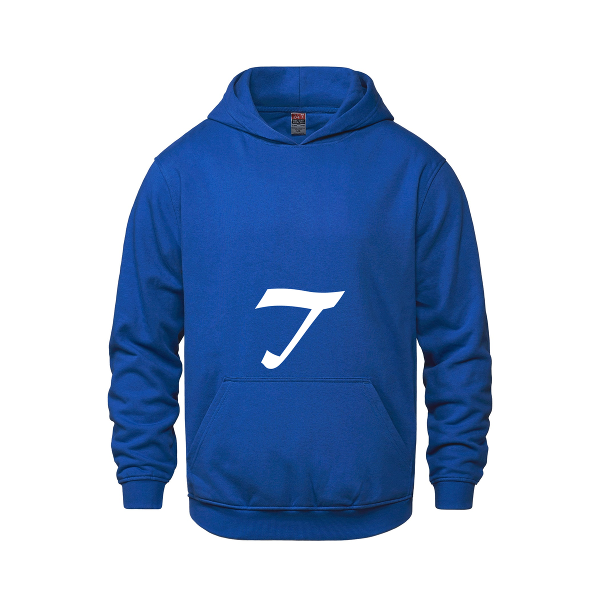 Alphabet T Hoodie 9 inch calligraphy White ink, Royal