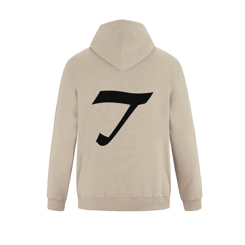 Alphabet T Hoodie 9 inch calligraphy Black ink, Sand