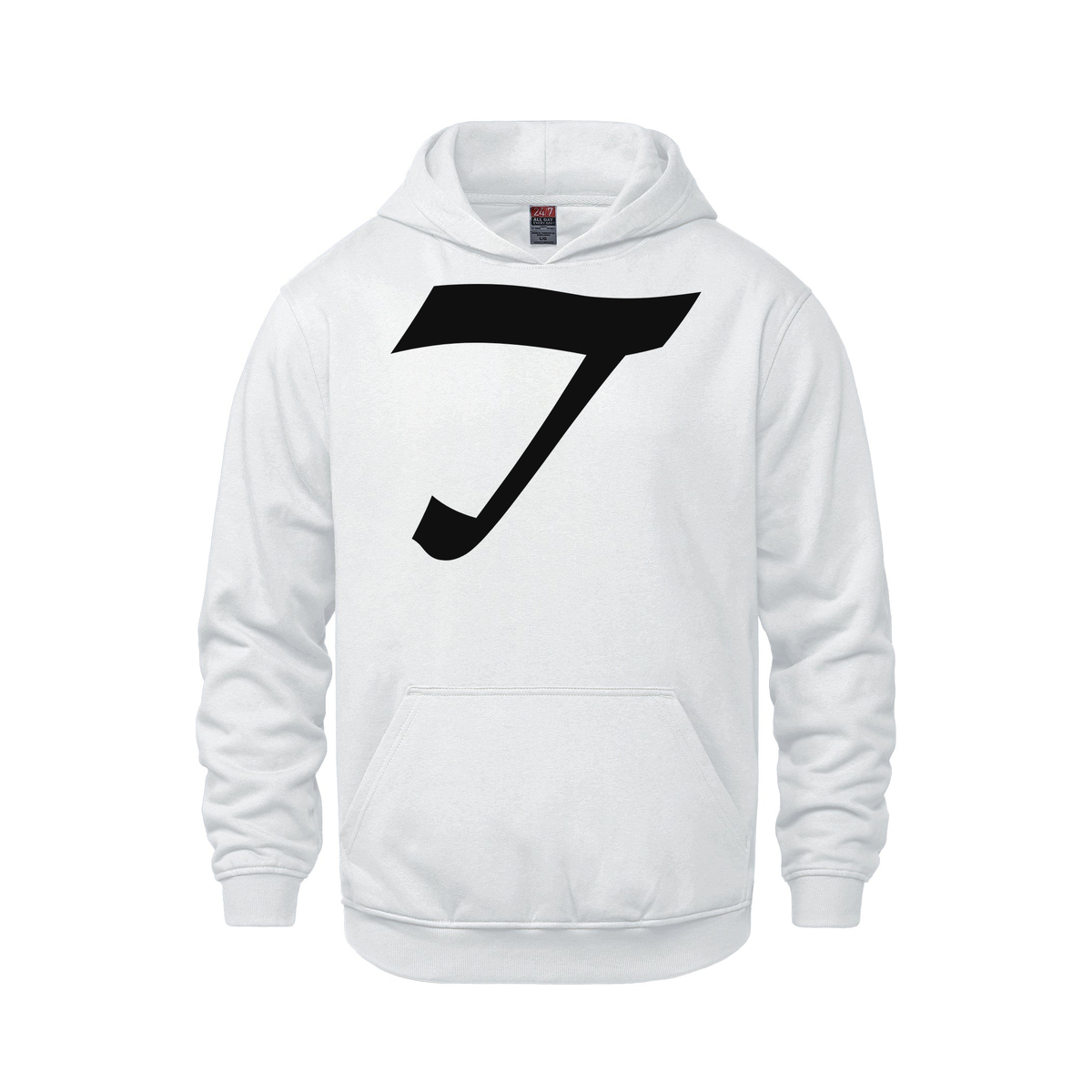 Alphabet T Hoodie 9 inch calligraphy Black ink, White