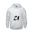 Alphabet U Hoodie 9 inch calligraphy Black ink, Ash