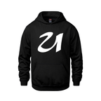 Alphabet U Hoodie 9 inch calligraphy White ink, Black