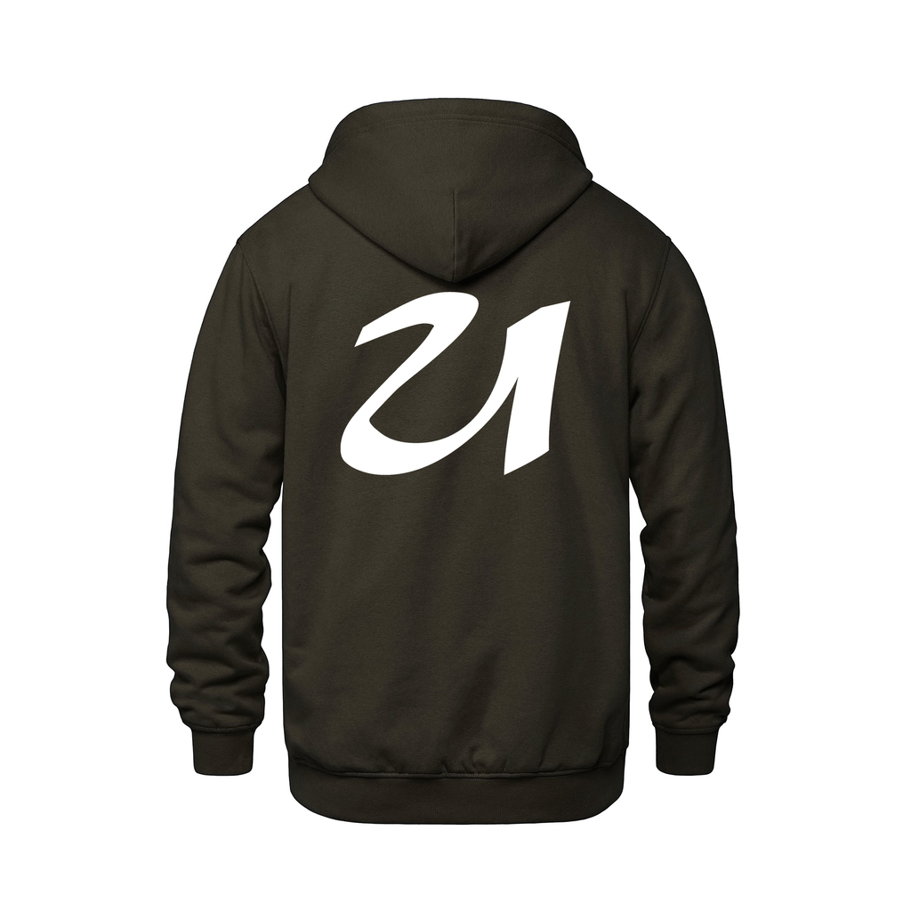 Alphabet U Hoodie 9 inch calligraphy White ink, Brown