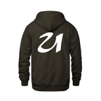 Alphabet U Hoodie 9 inch calligraphy White ink, Brown
