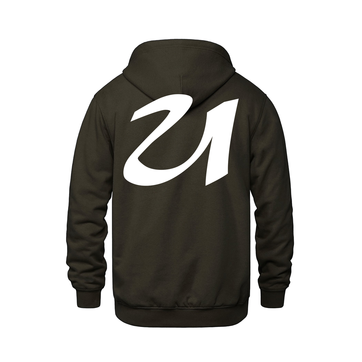 Alphabet U Hoodie 9 inch calligraphy White ink, Brown