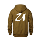Alphabet U Hoodie 9 inch calligraphy White ink, Caramel