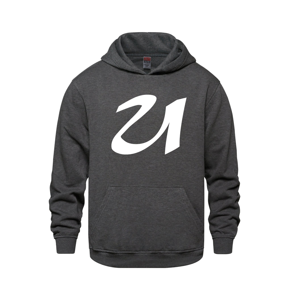 Alphabet U Hoodie 9 inch calligraphy White ink, Charcoal
