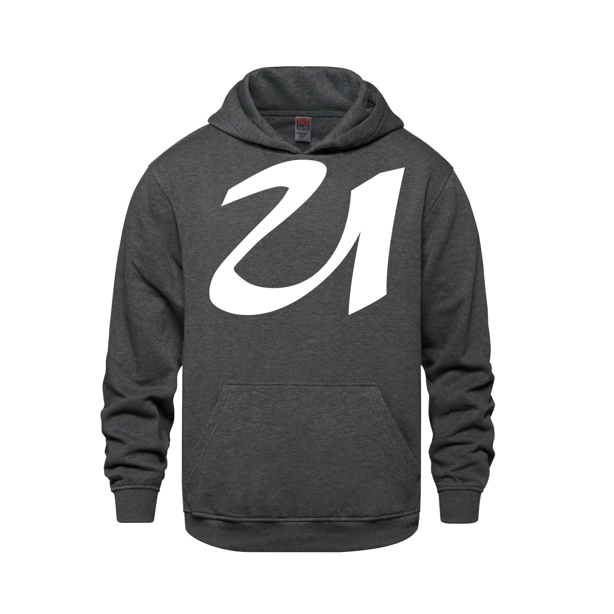 Alphabet U Hoodie 9 inch calligraphy White ink, Charcoal