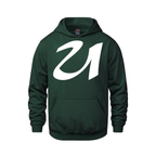 Alphabet U Hoodie 9 inch calligraphy White ink, Forest Green