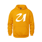 Alphabet U Hoodie 9 inch calligraphy White ink, Gold