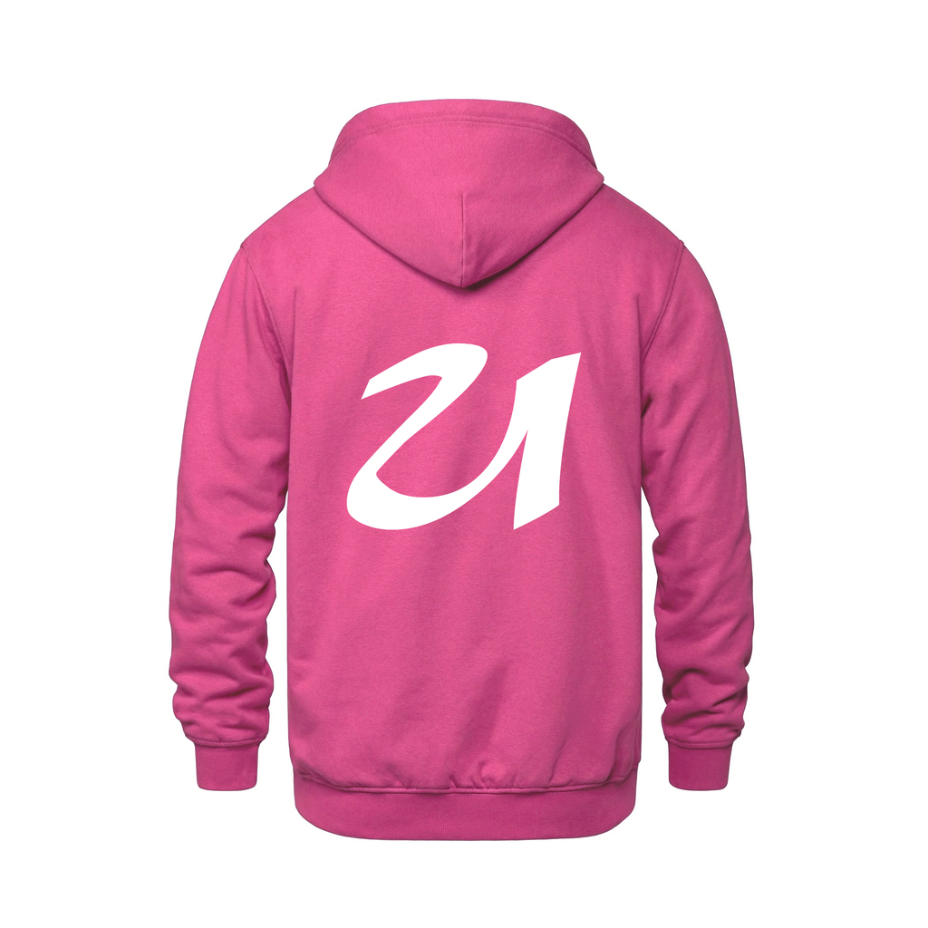 Alphabet U Hoodie 9 inch calligraphy White ink, Heliconia