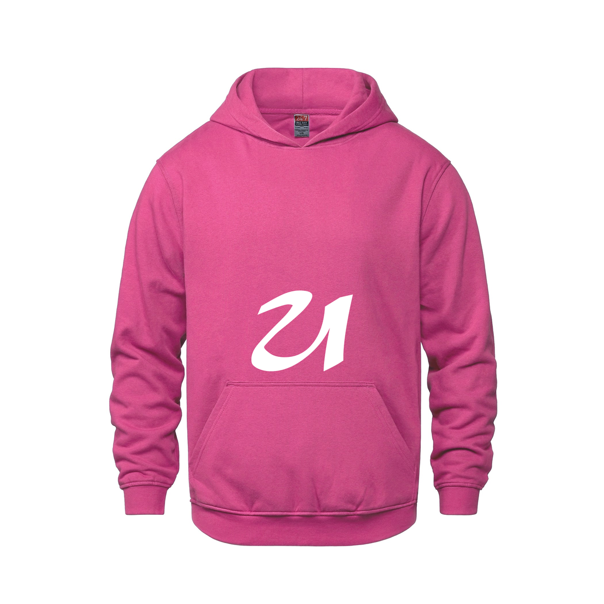Alphabet U Hoodie 9 inch calligraphy White ink, Heliconia