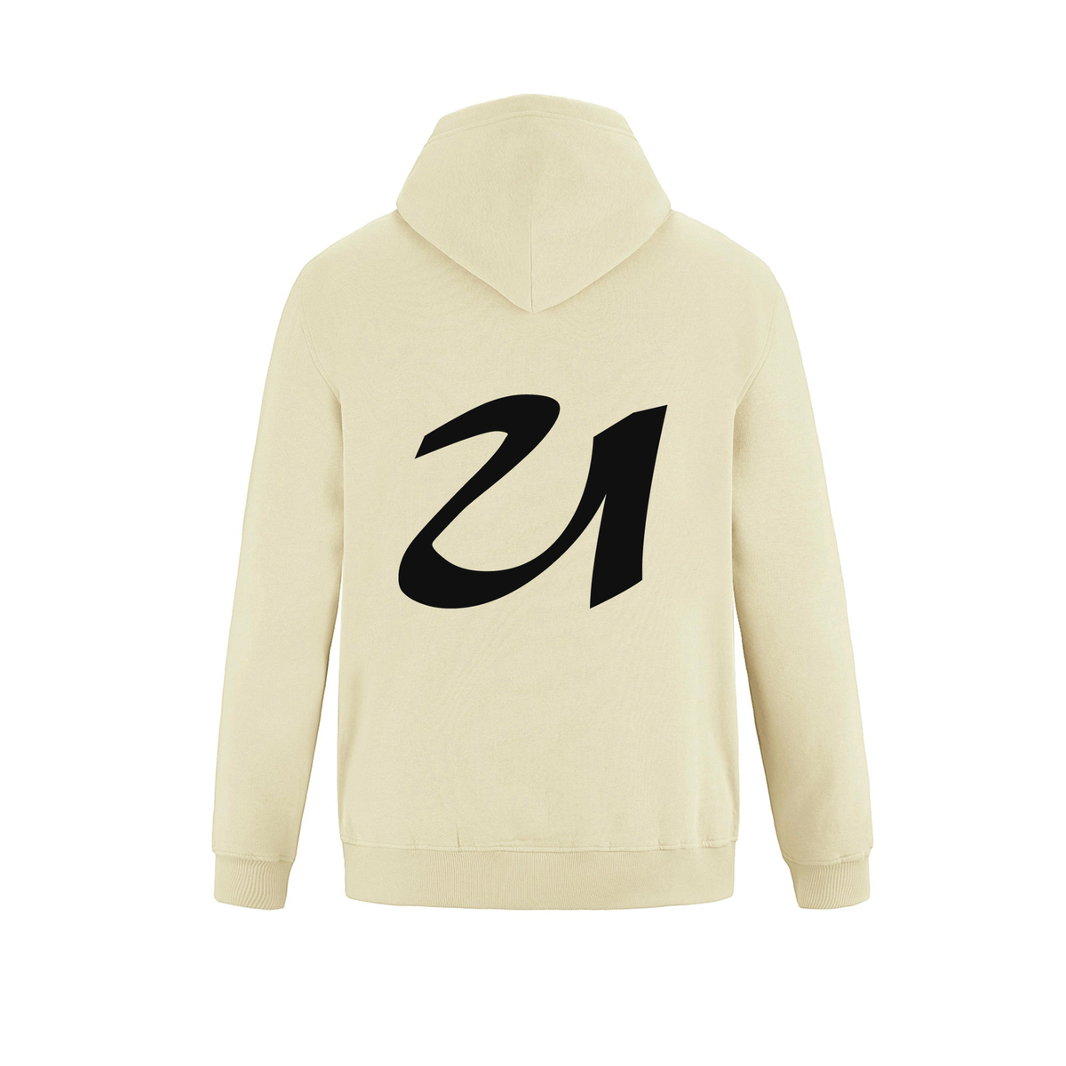 Alphabet U Hoodie 9 inch calligraphy Black ink, Ivory