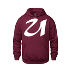 Alphabet U Hoodie 9 inch calligraphy White ink, Maroon