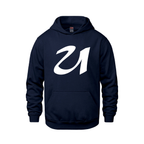 Alphabet U Hoodie 9 inch calligraphy White ink, Navy