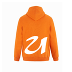 Alphabet U Hoodie 9 inch calligraphy White ink, Orange
