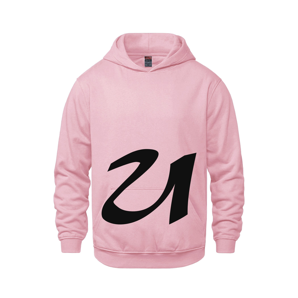 Alphabet U Hoodie 9 inch calligraphy Black ink, Pink