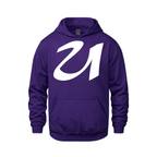 Alphabet U Hoodie 9 inch calligraphy White ink, Purple