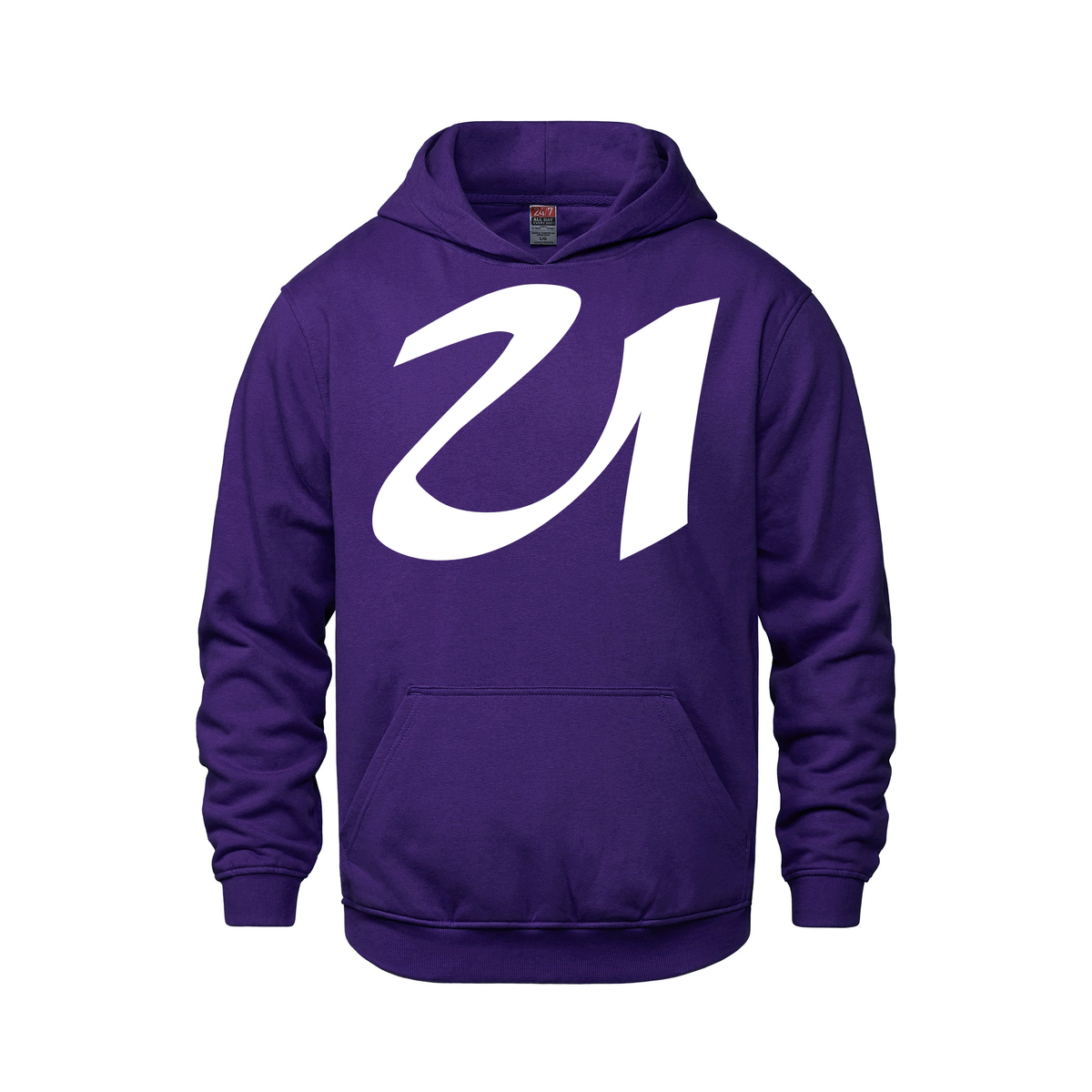 Alphabet U Hoodie 9 inch calligraphy White ink, Purple