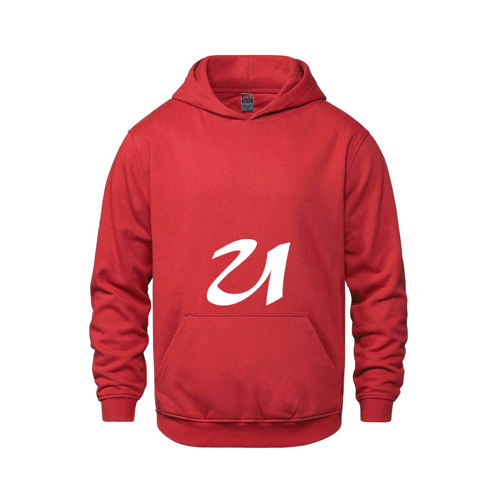 Alphabet U Hoodie 9 inch calligraphy White ink, Red