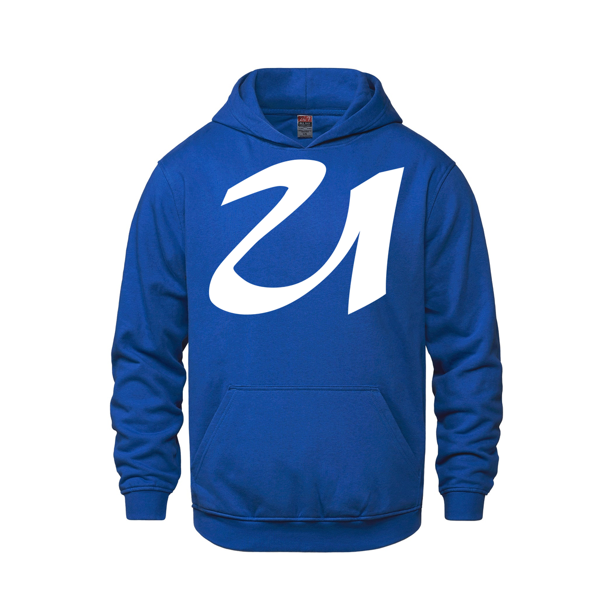 Alphabet U Hoodie 9 inch calligraphy White ink, Royal