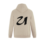 Alphabet U Hoodie 9 inch calligraphy Black ink, Sand