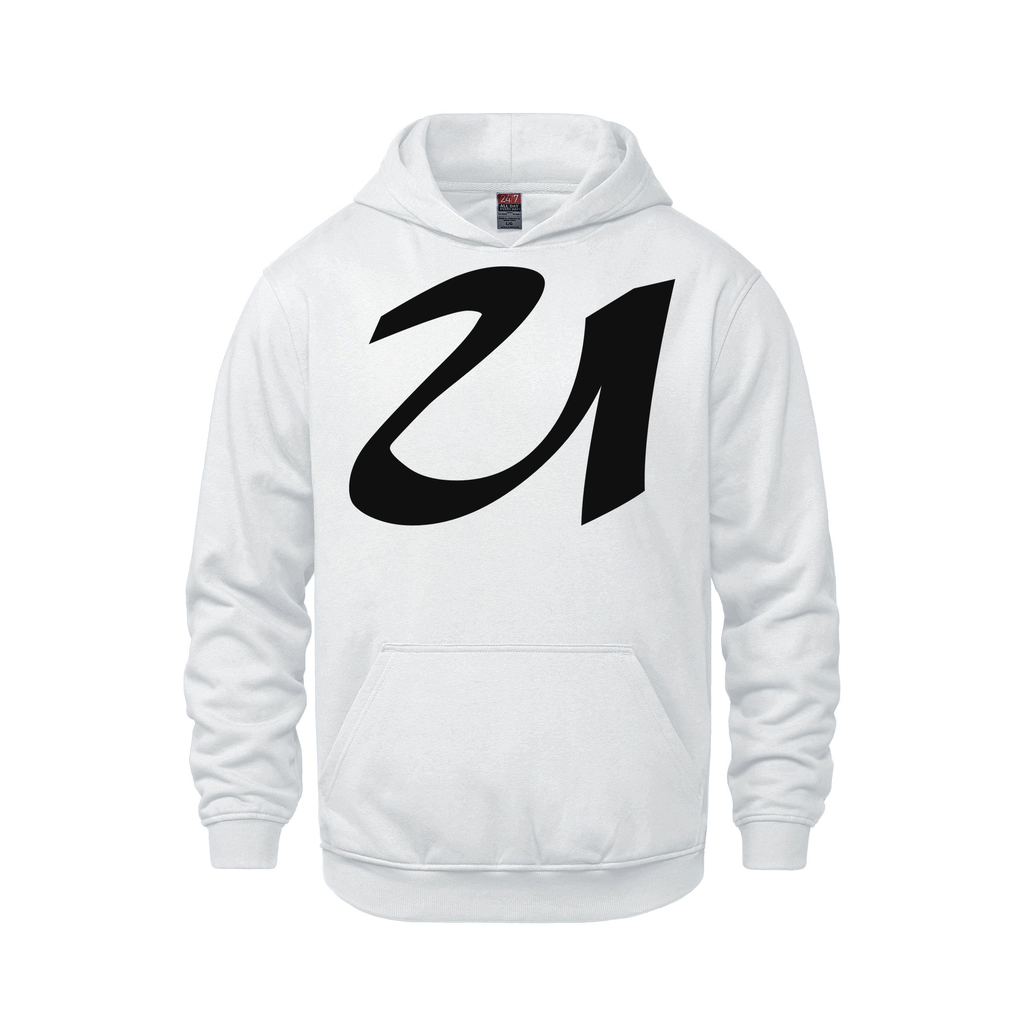 Alphabet U Hoodie 9 inch calligraphy Black ink, White