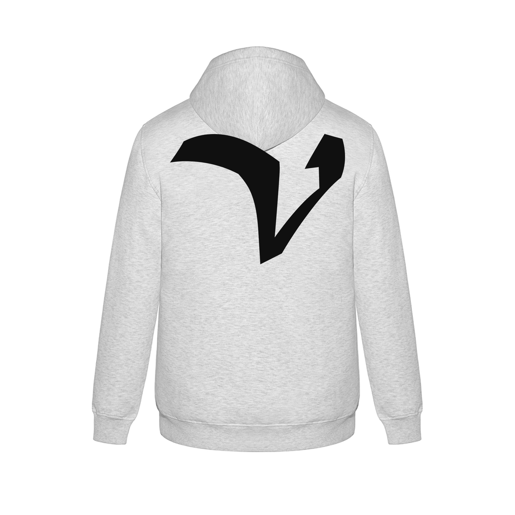 Alphabet V Hoodie 9 inch calligraphy Black ink, Ash