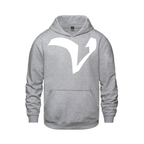 Alphabet V Hoodie 9 inch calligraphy White ink, Athletic Grey