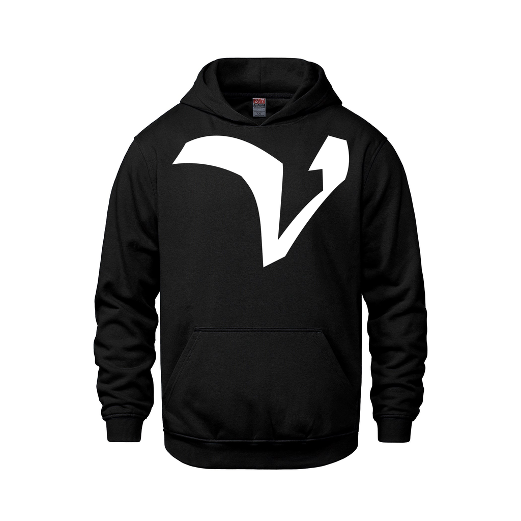 Alphabet V Hoodie 9 inch calligraphy White ink, Black