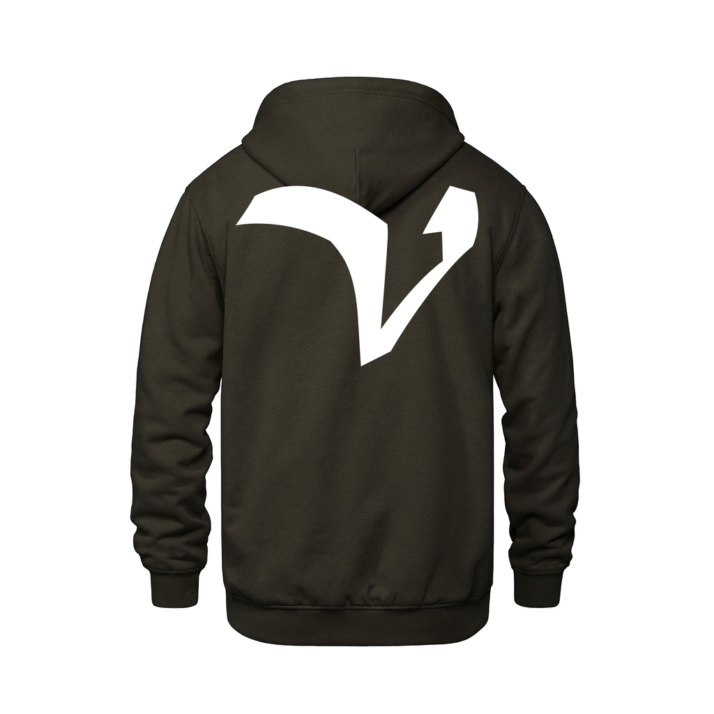 Alphabet V Hoodie 9 inch calligraphy White ink, Brown
