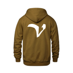 Alphabet V Hoodie 9 inch calligraphy White ink, Caramel
