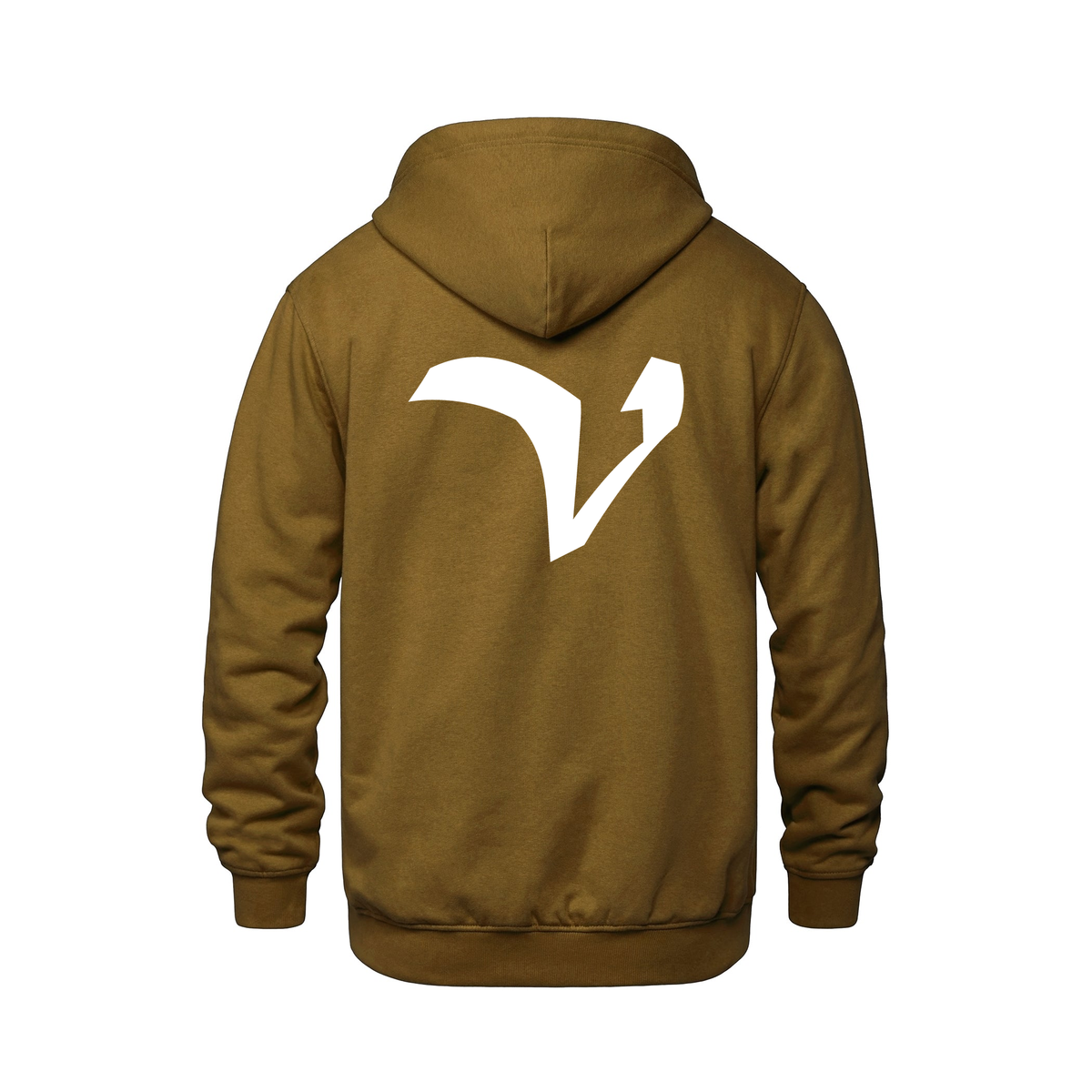 Alphabet V Hoodie 9 inch calligraphy White ink, Caramel