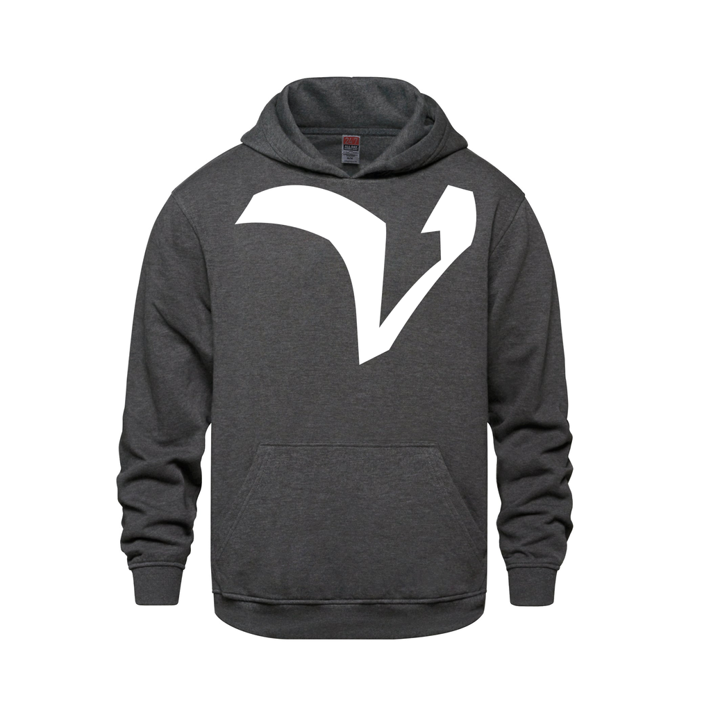Alphabet V Hoodie 9 inch calligraphy White ink, Charcoal