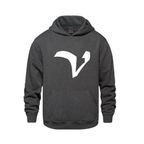 Alphabet V Hoodie 9 inch calligraphy White ink, Charcoal