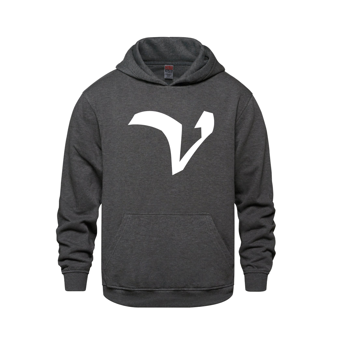 Alphabet V Hoodie 9 inch calligraphy White ink, Charcoal