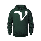 Alphabet V Hoodie 9 inch calligraphy White ink, Forest Green