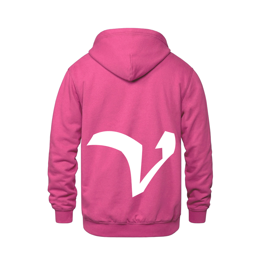 Alphabet V Hoodie 9 inch calligraphy White ink, Heliconia