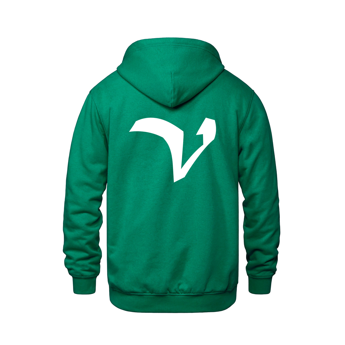 Alphabet V Hoodie 9 inch calligraphy White ink, Kelly Green