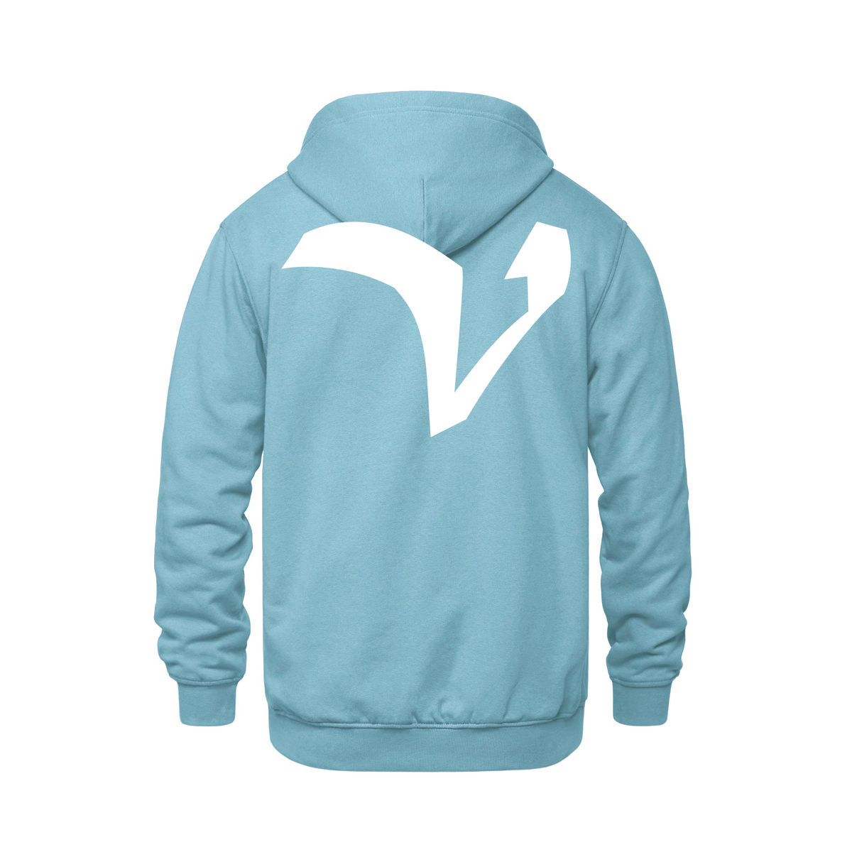 Alphabet V Hoodie 9 inch calligraphy White ink, Light Blue