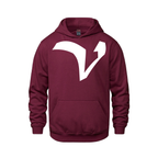 Alphabet V Hoodie 9 inch calligraphy White ink, Maroon