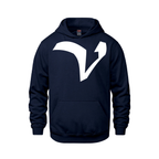 Alphabet V Hoodie 9 inch calligraphy White ink, Navy