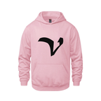 Alphabet V Hoodie 9 inch calligraphy Black ink, Pink