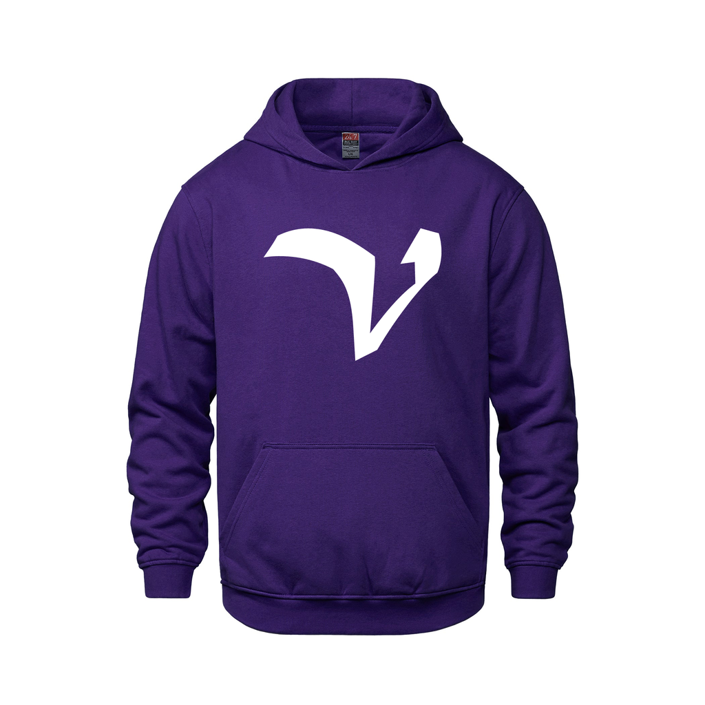Alphabet V Hoodie 9 inch calligraphy White ink, Purple