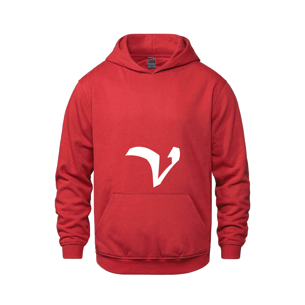 Alphabet V Hoodie 9 inch calligraphy White ink, Red